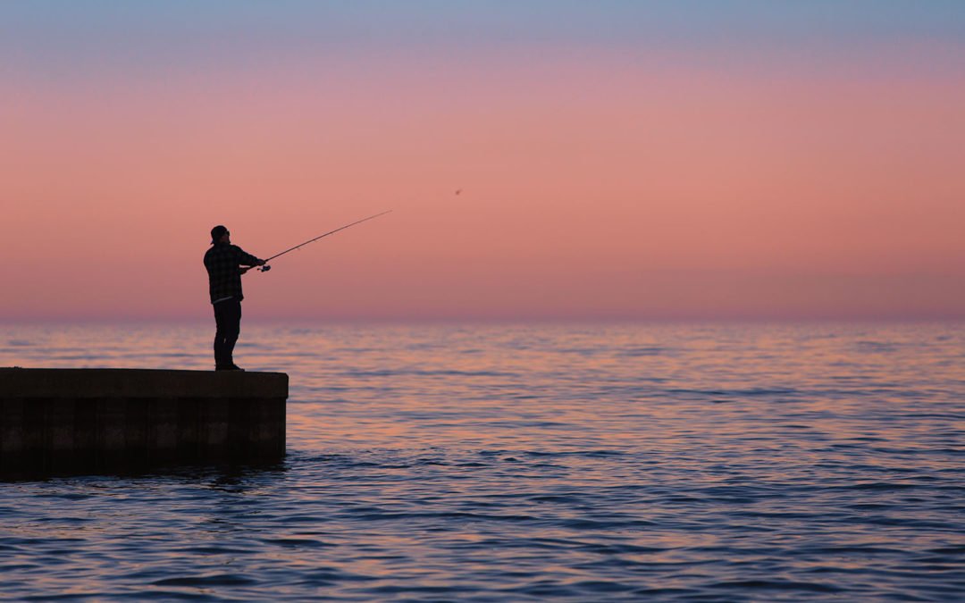 Fishing in the sunset